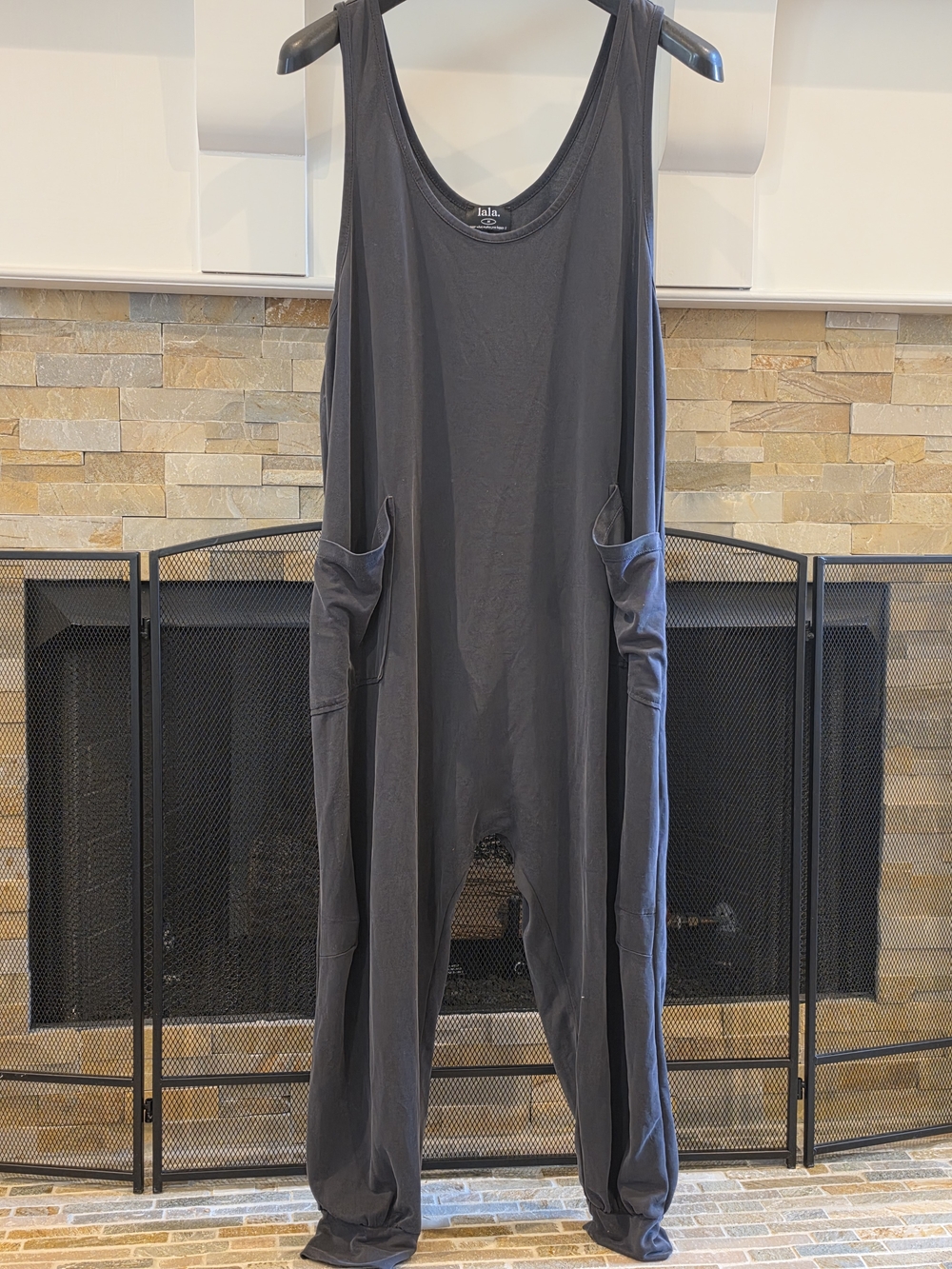 Dressed in LALA Charcoal Sleeveless Pocket Romper Jumpsuit